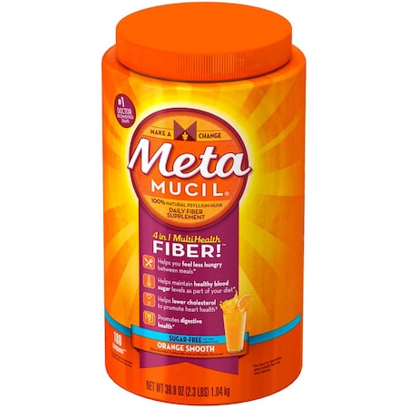 Metamucil Fiber Supplement, Orange Smoothie Sugar Free 2.3lbs, PK8 19624
